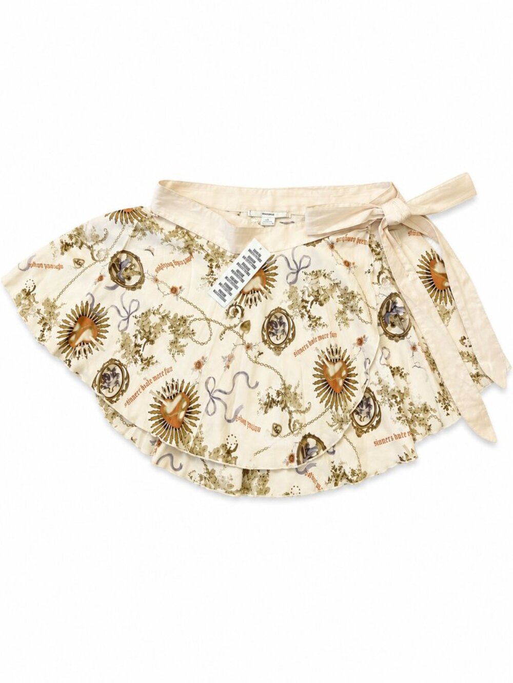 Urban Outfitters Kimchi Blue Printed Wrap Mini Skirt Ruffle Tie Waist NWT - Picture 6 of 7